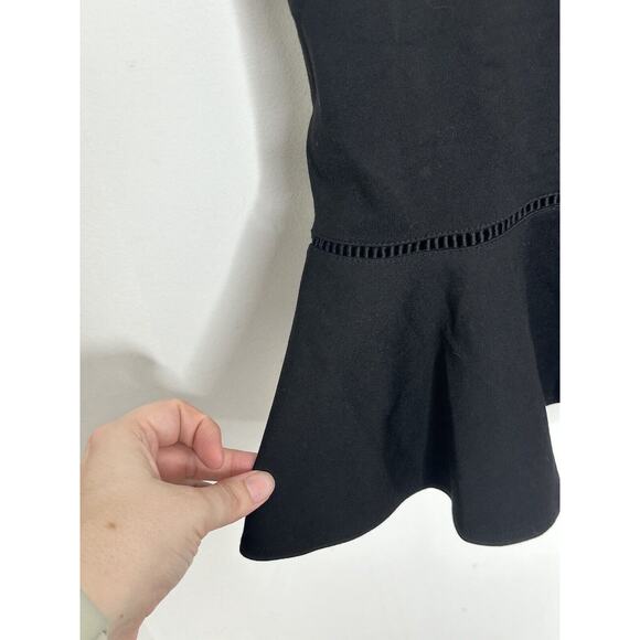 Bebe Black Short Sleeve Cut Out Stretch V Neck Ruffle Dress Size Small - Picture 5 of 7